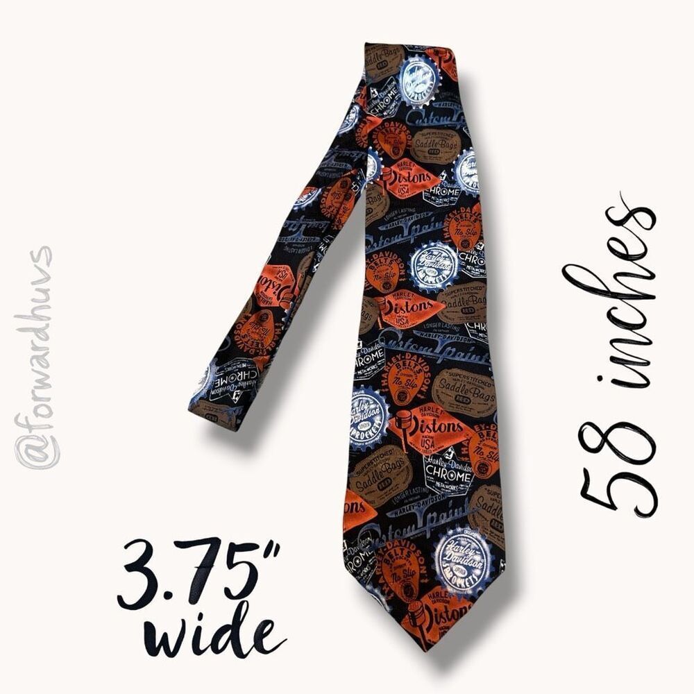 Harley‑Davidson Parts & Patches Silk Tie – 2001 – 58” Long, 3.75” Wide